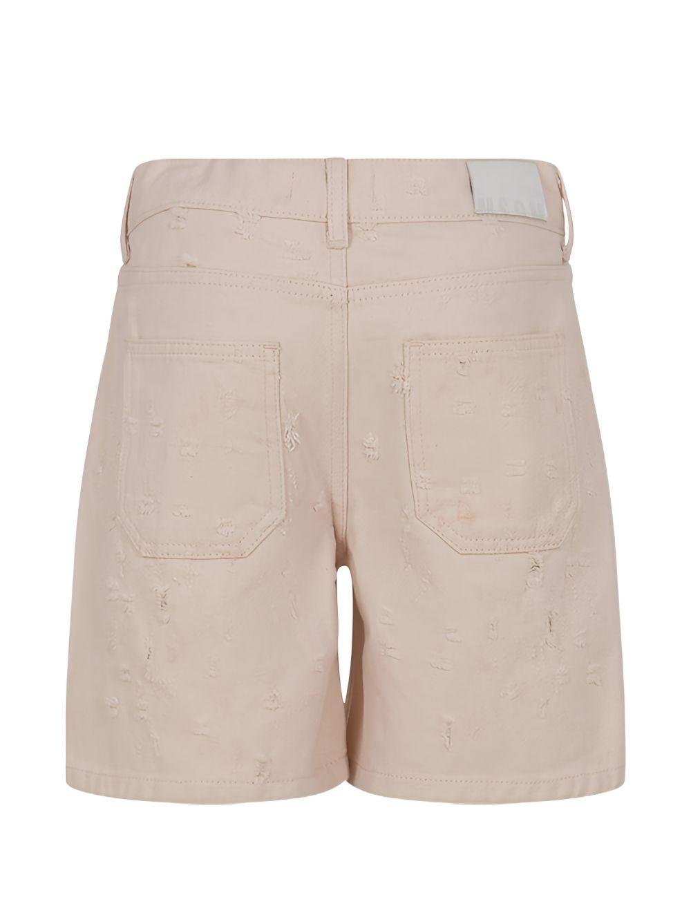 Bermuda per bambino MSGM Kids beige in denim con effetto vissuto - Rubino Kids