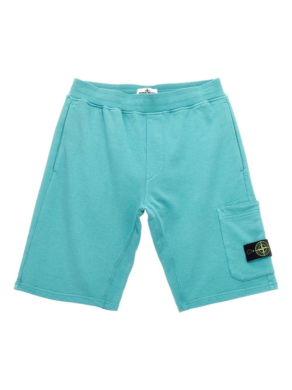 Bermuda per bambino Stone Island Junior azzurro con applicazione - Rubino Kids