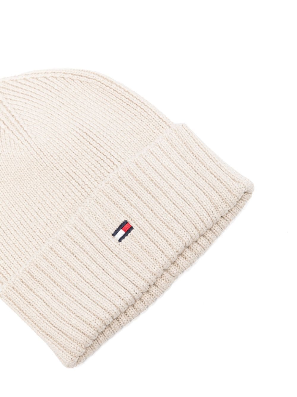 Berretto a coste con logo ricamato per bambino Tommy Hilfiger Junior beige con visiera curva - Rubino Kids