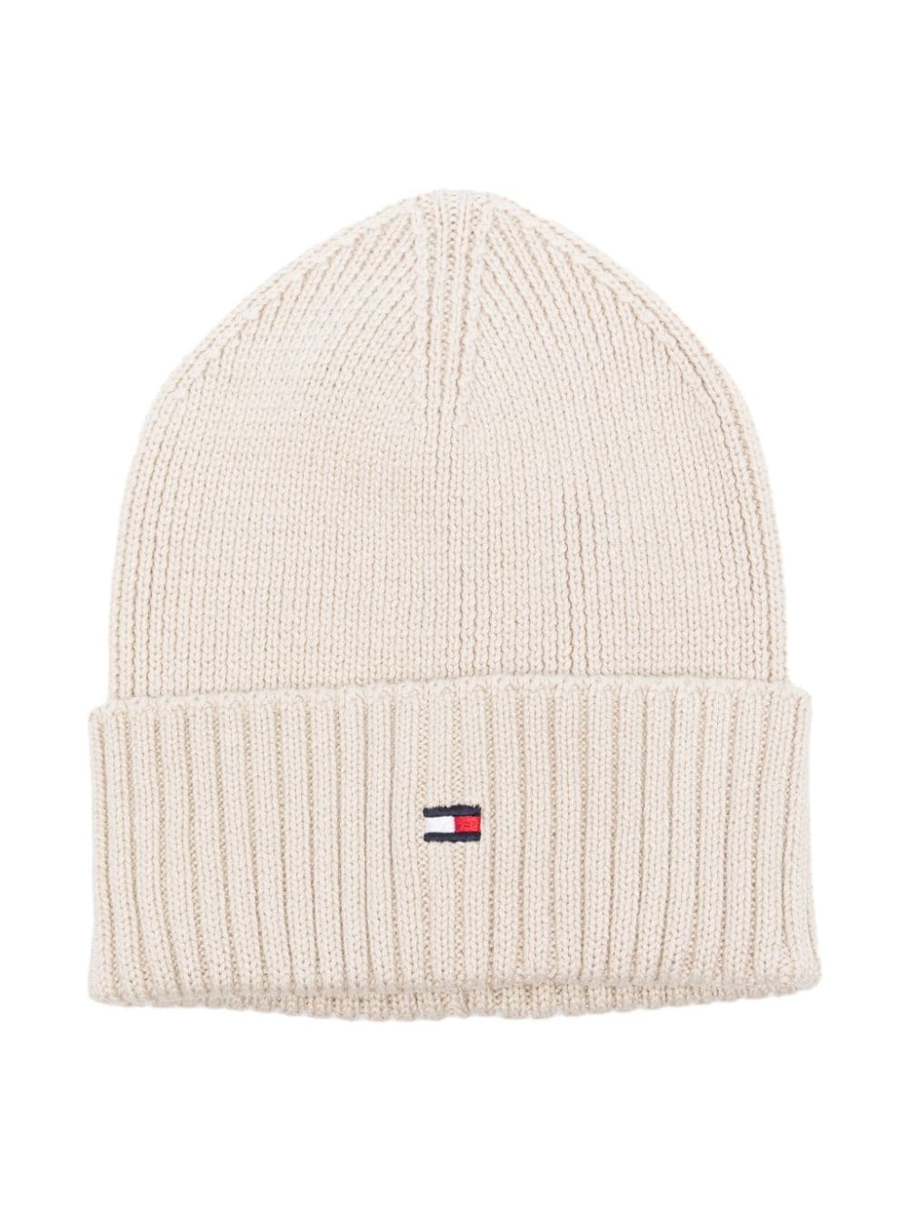 Berretto a coste con logo ricamato per bambino Tommy Hilfiger Junior beige con visiera curva - Rubino Kids