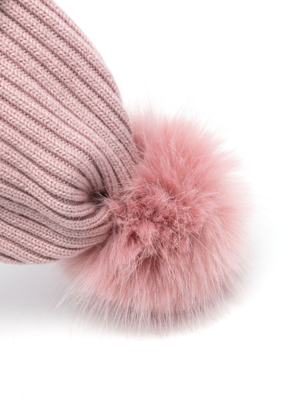 Berretto a coste con pompon per neonata Moncler Enfant rosa con tesa curva - Rubino Kids