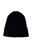 Berretto a coste per bambino Moncler Enfant nero con applicazione con logo - Rubino Kids