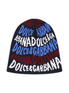 Berretto con logo jacquard per bambino Dolce & Gabbana Kids multicolor con tesa curva - Rubino Kids