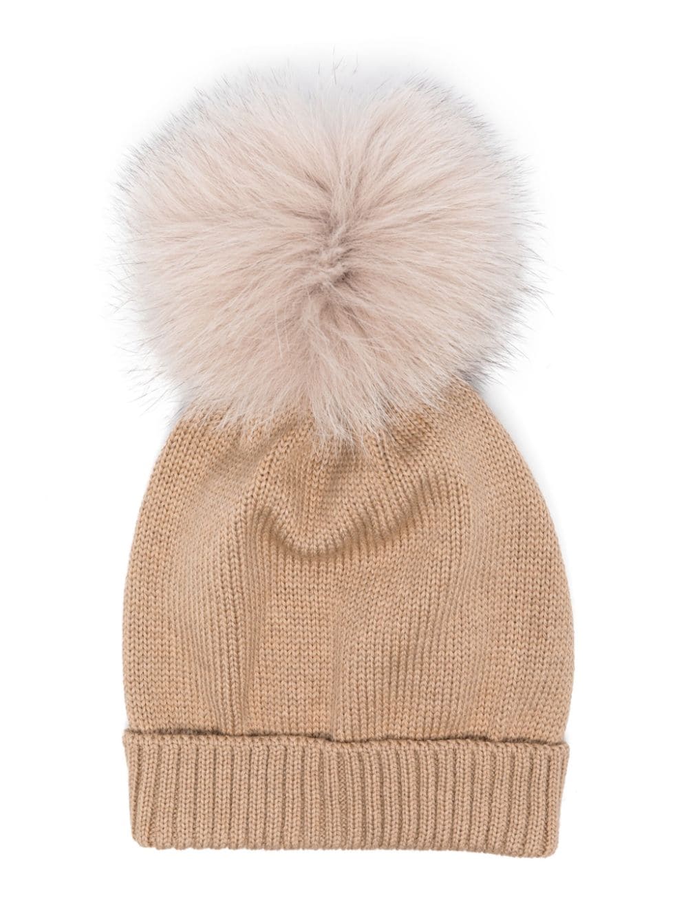 Berretto con pompon per neonata Colorichiari beige con tesa con piega - Rubino Kids