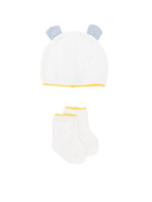 Berretto e calzini per neonati Gensami Kids bianco con bordo a contrasto (2 pezzi) - Rubino Kids