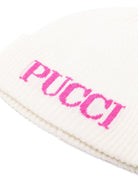 Berretto per bambina Emilio Pucci Junior bianco con effetto jacquard - Rubino Kids