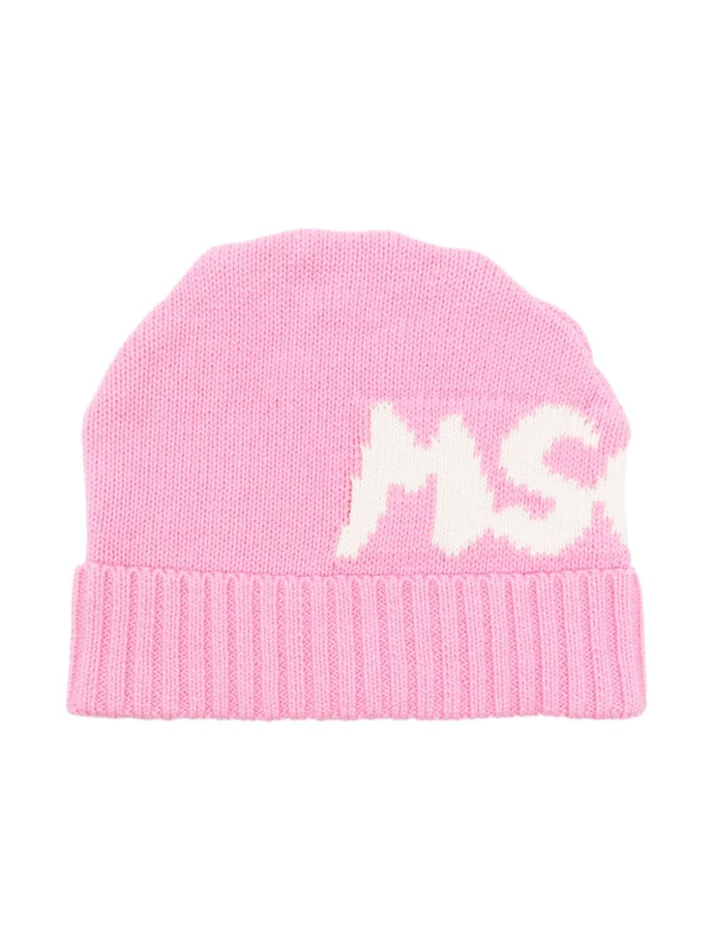 Berretto per bambina MSGM Kids rosa con logo a intarsi - Rubino Kids