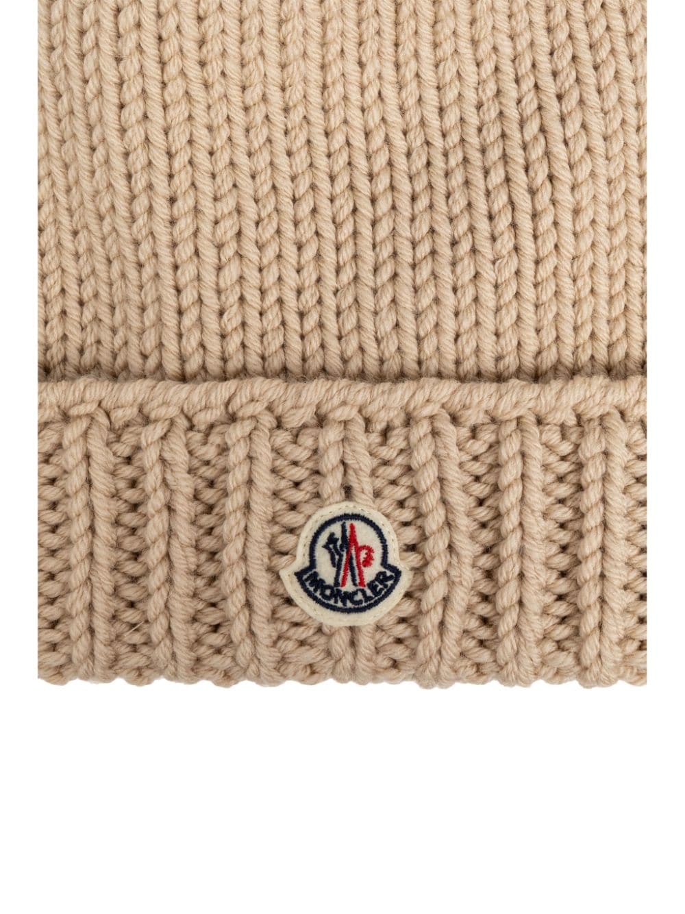 Berretto per bambini Moncler Enfant beige con toppa con logo - Rubino Kids