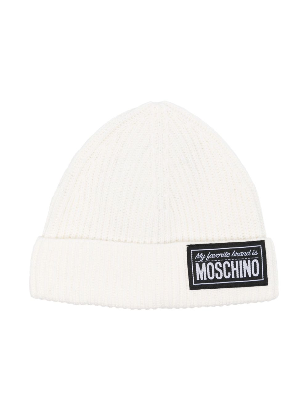 Berretto per bambino Moschino Kids bianco con toppa con logo - Rubino Kids