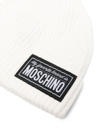 Berretto per bambino Moschino Kids bianco con toppa con logo - Rubino Kids