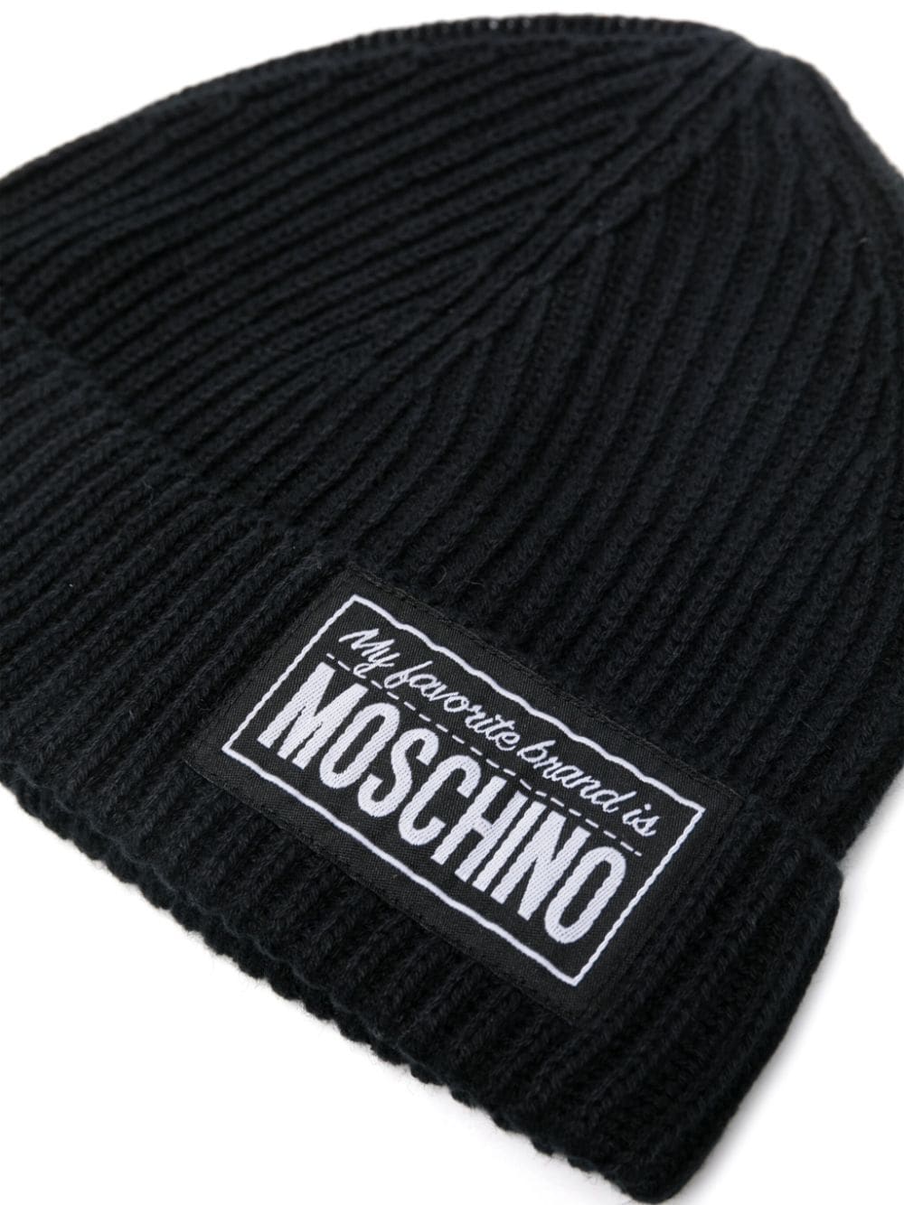 Berretto per bambino Moschino Kids nero con toppa con logo - Rubino Kids