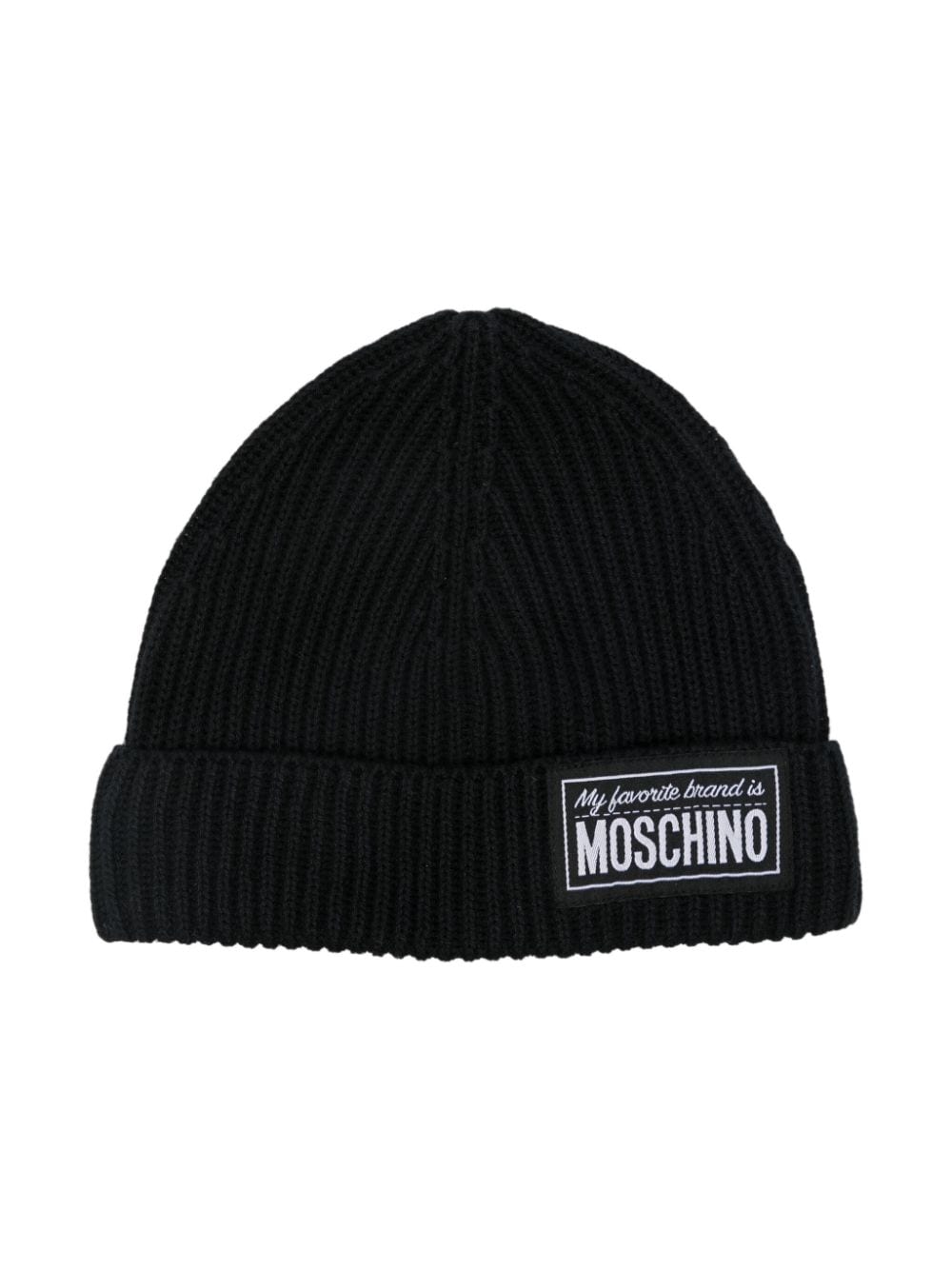 Berretto per bambino Moschino Kids nero con toppa con logo - Rubino Kids