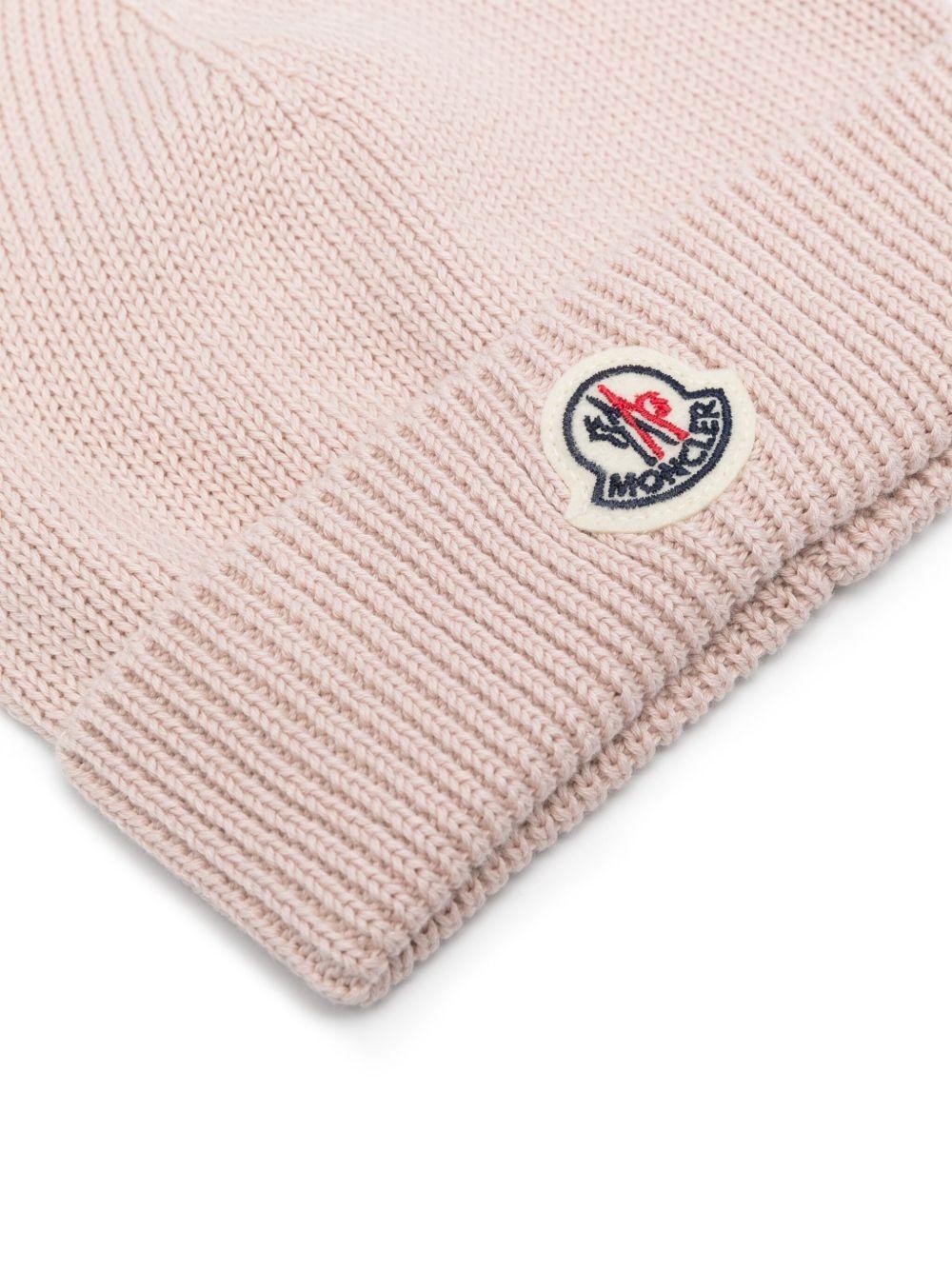 Berretto per neonata Moncler Enfant rosa con ricamo logo - Rubino Kids