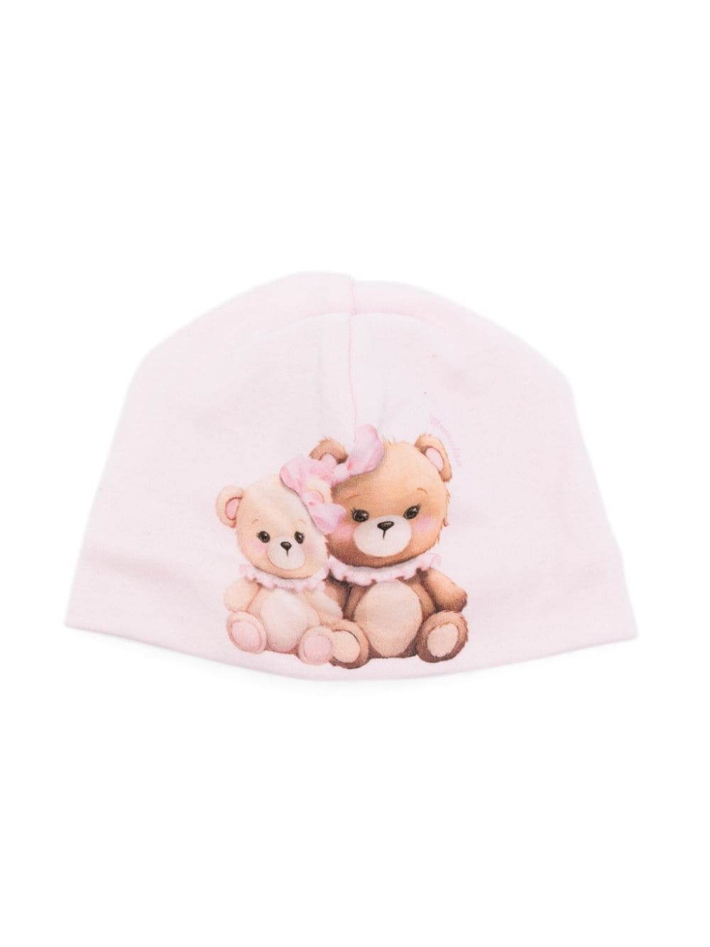 Berretto per neonata Monnalisa rosa con stampa Teddy Bear - Rubino Kids