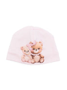 Berretto per neonata Monnalisa rosa con stampa Teddy Bear - Rubino Kids