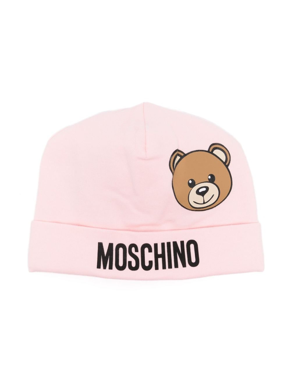 Berretto per neonata Moschino Kids rosa con stampa Teddy Bear - Rubino Kids