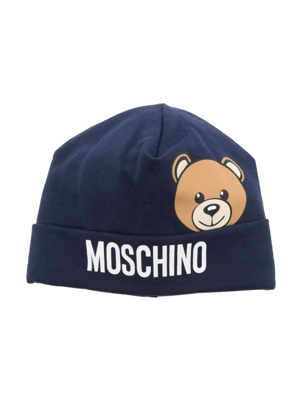 Berretto per neonati Moschino Kids blu con stampa Teddy Bear - Rubino Kids