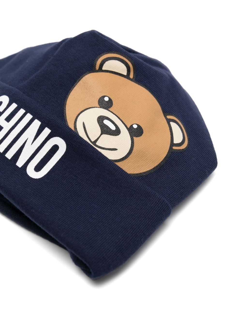 Berretto per neonati Moschino Kids blu con stampa Teddy Bear - Rubino Kids