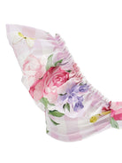 Bikini a fiori per bambina Monnalisa rosa con ruches - Rubino Kids