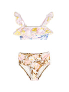 Bikini a fiori per bambina ZIMMERMANN Kids multicolor con slip vita alta - Rubino Kids