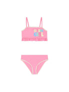Bikini per bambina Billieblush rosa con stampa grafica - Rubino Kids