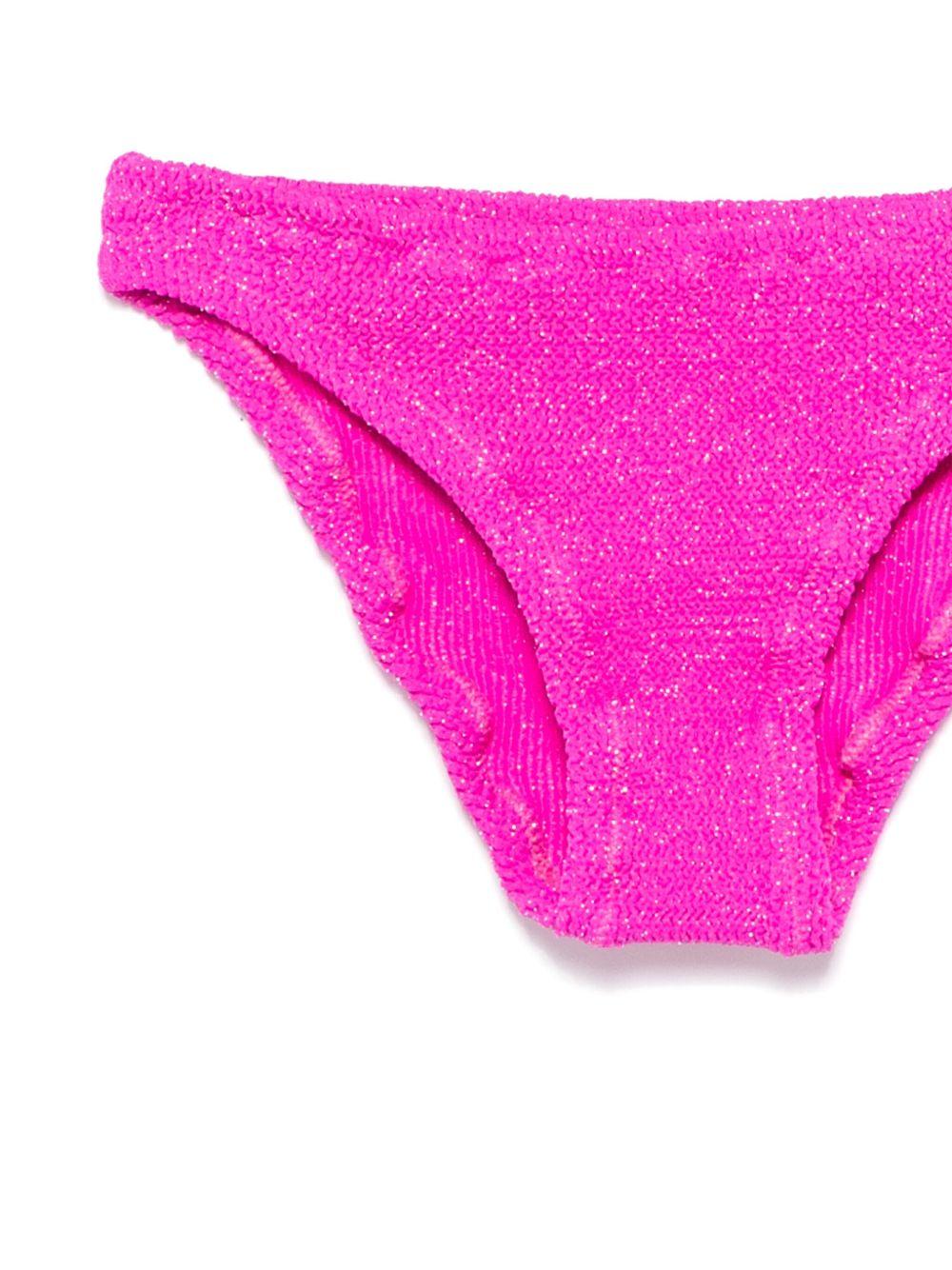 Bikini per bambina MC2 Saint Barth Kids Baker fucsia con logo posteriore - Rubino Kids
