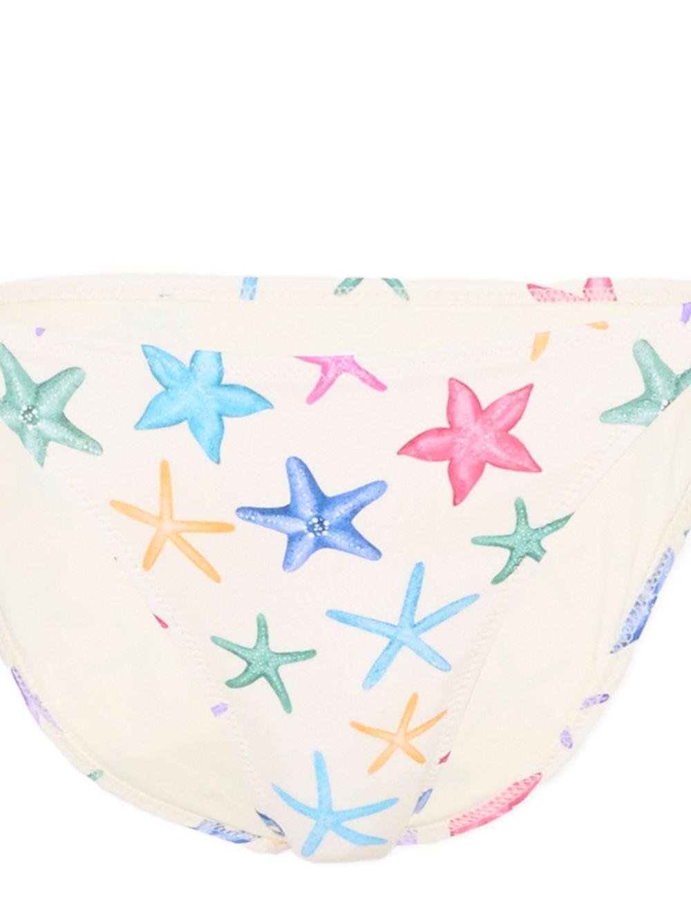 Bikini per bambina MC2 Saint Barth Kids beige con stampa a stella marina - Rubino Kids
