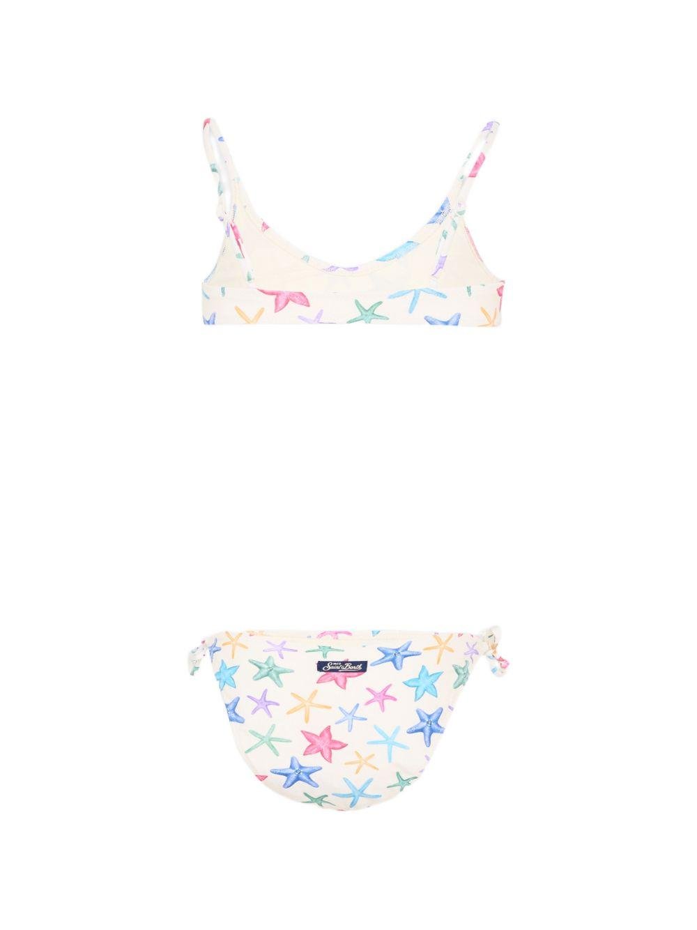 Bikini per bambina MC2 Saint Barth Kids beige con stampa a stella marina - Rubino Kids