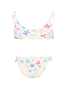 Bikini per bambina MC2 Saint Barth Kids beige con stampa a stella marina - Rubino Kids