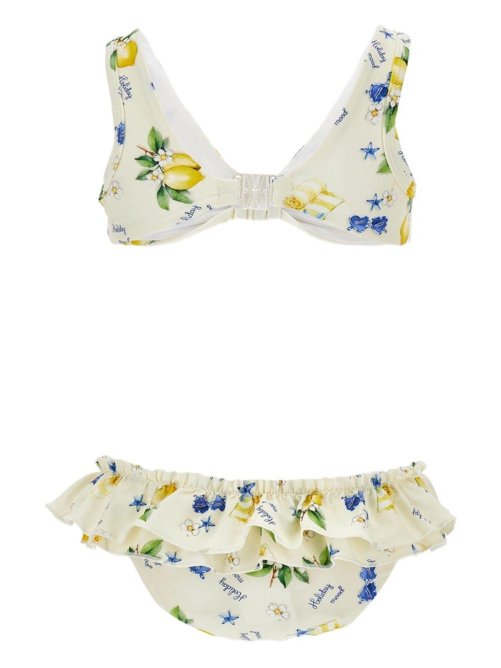 Bikini per bambina Monnalisa bianco con stampa limoni - Rubino Kids