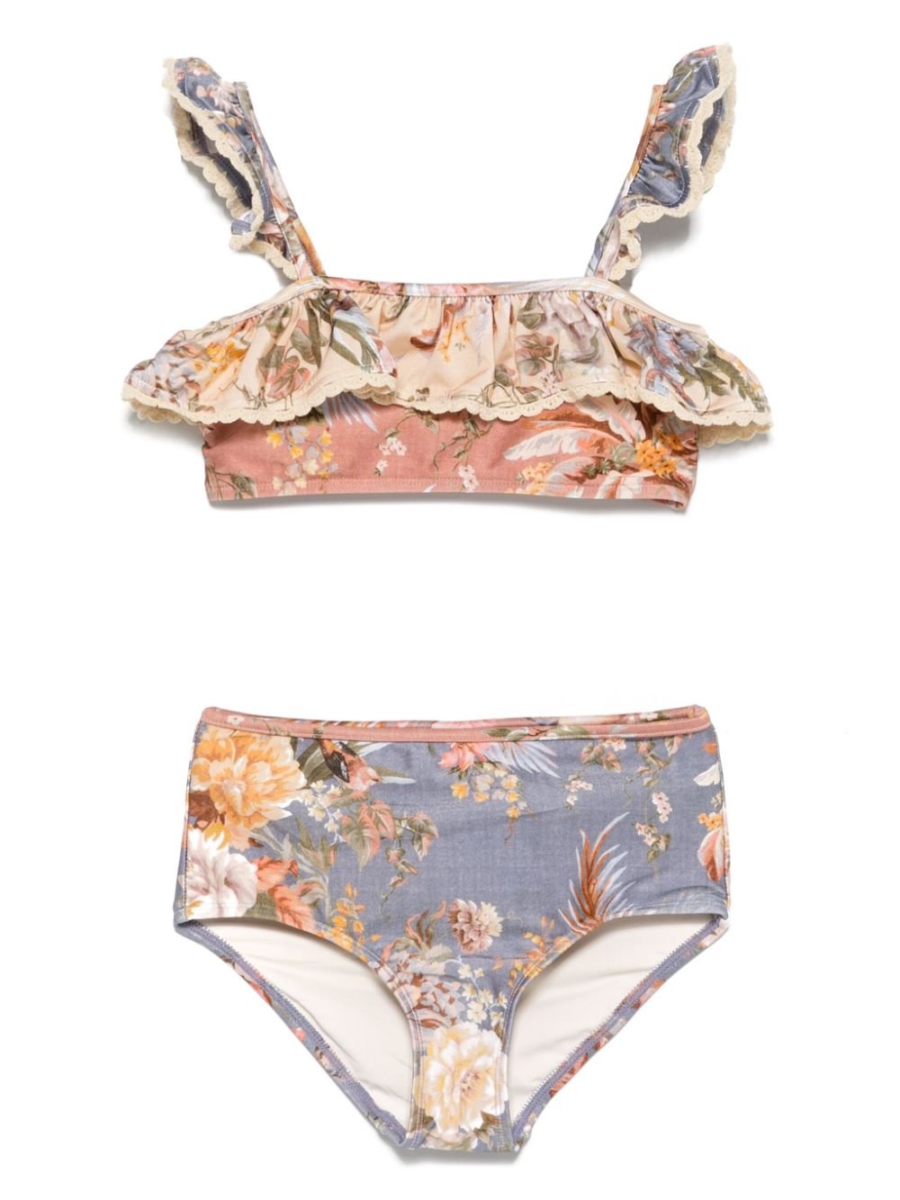 Bikini per bambina Zimmermann Kids rosa polvere con stampa floreale - Rubino Kids