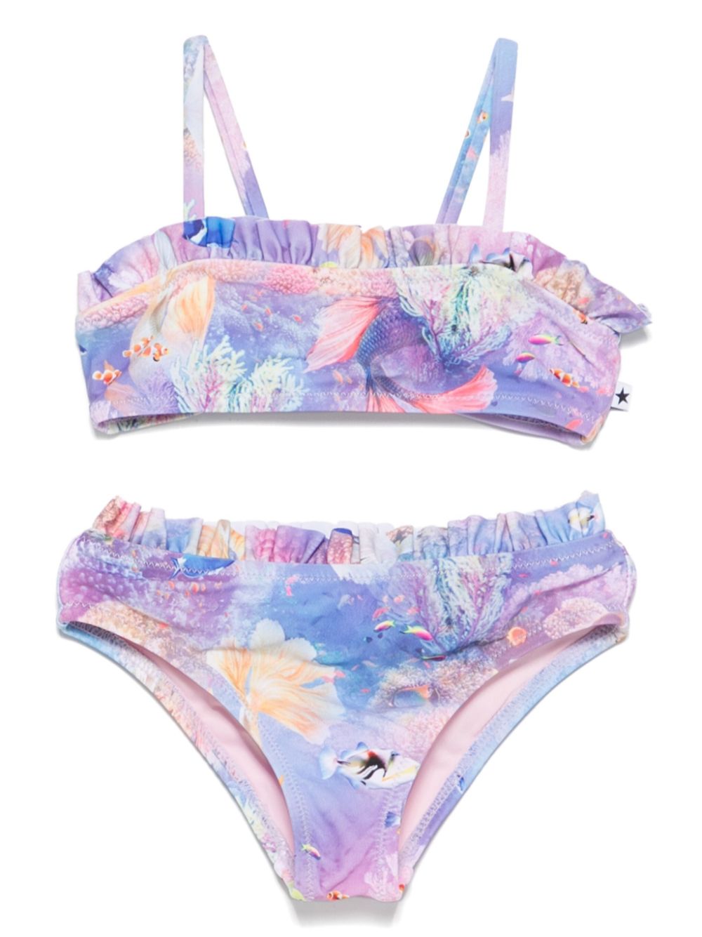 Bikini per neonata Molo viola con fantasia acquario - Rubino Kids