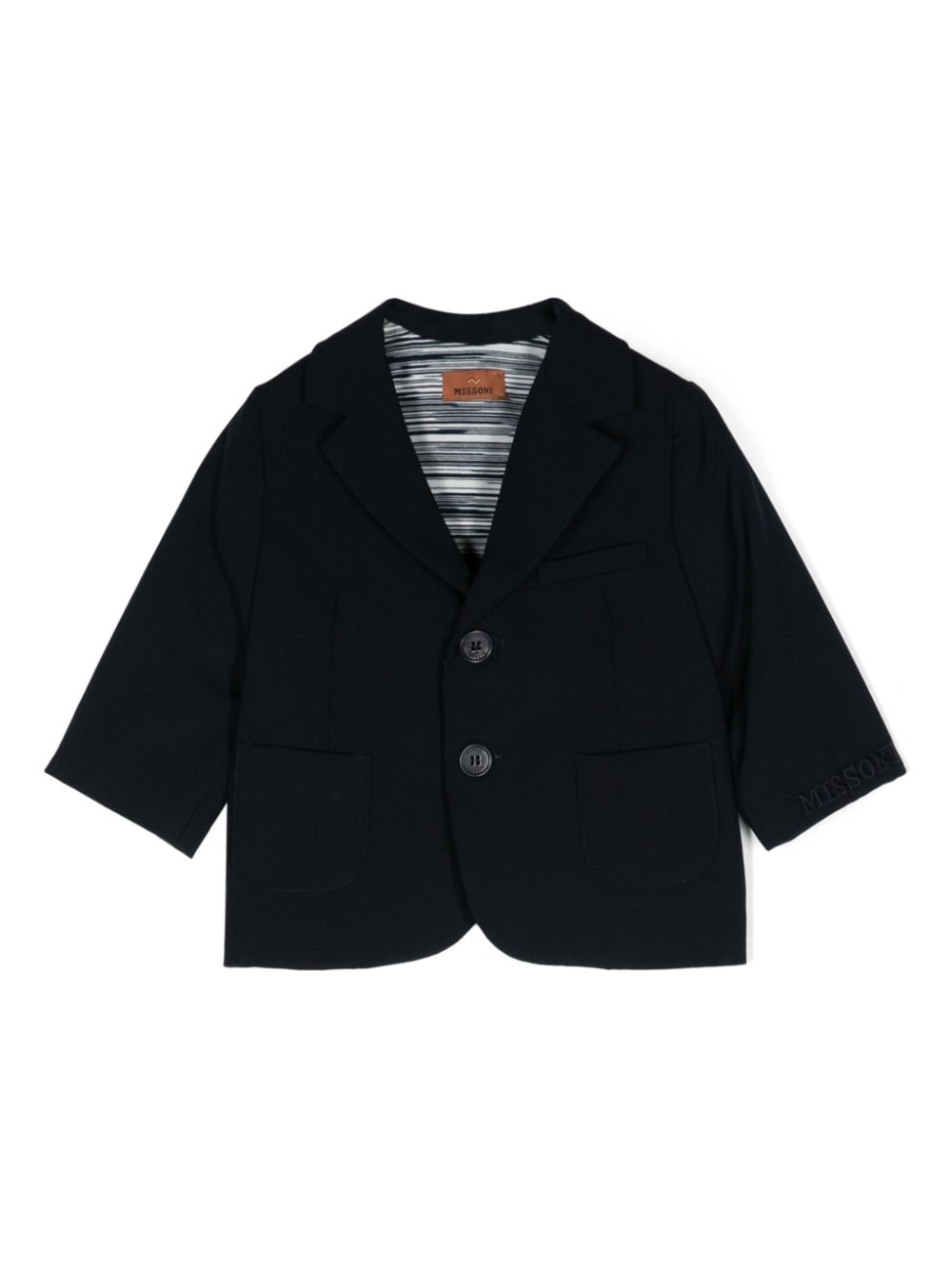 Blazer con logo ricamato per neonato Missoni Kids blu con fodera a righe - Rubino Kids