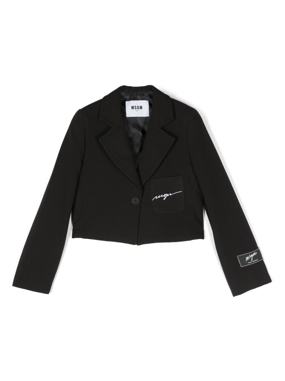 Blazer con ricamo per bambina MSGM Kids nero con spalline - Rubino Kids