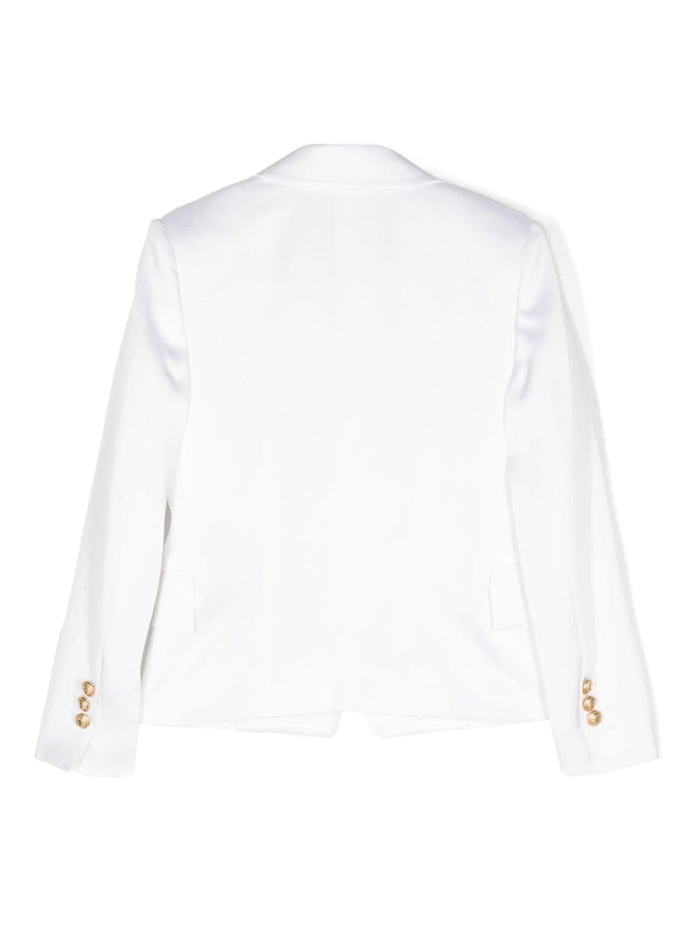 Blazer doppiopetto con revers a lancia per bambina Balmain Kids bianco con spalline - Rubino Kids