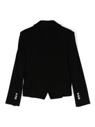 Blazer doppiopetto con revers a lancia per bambina Balmain Kids nero con spalline - Rubino Kids