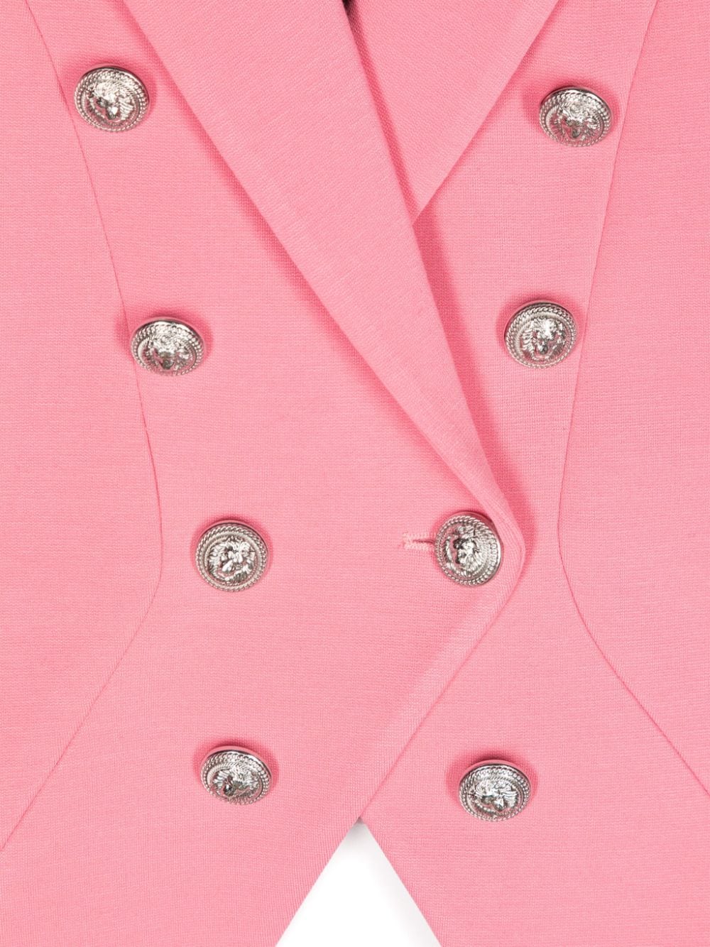 Blazer doppiopetto con revers a lancia per bambina Balmain Kids rosa con spalline - Rubino Kids