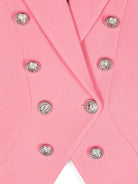 Blazer doppiopetto con revers a lancia per bambina Balmain Kids rosa con spalline - Rubino Kids