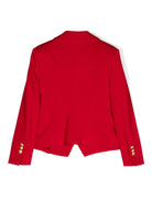 Blazer doppiopetto con revers a lancia per bambina Balmain Kids rosso con bottoni color oro - Rubino Kids