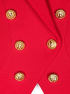 Blazer doppiopetto con revers a lancia per bambina Balmain Kids rosso con bottoni color oro - Rubino Kids