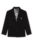 Blazer monopetto con applicazione per bambino Dkny Kids nero con revers classici - Rubino Kids