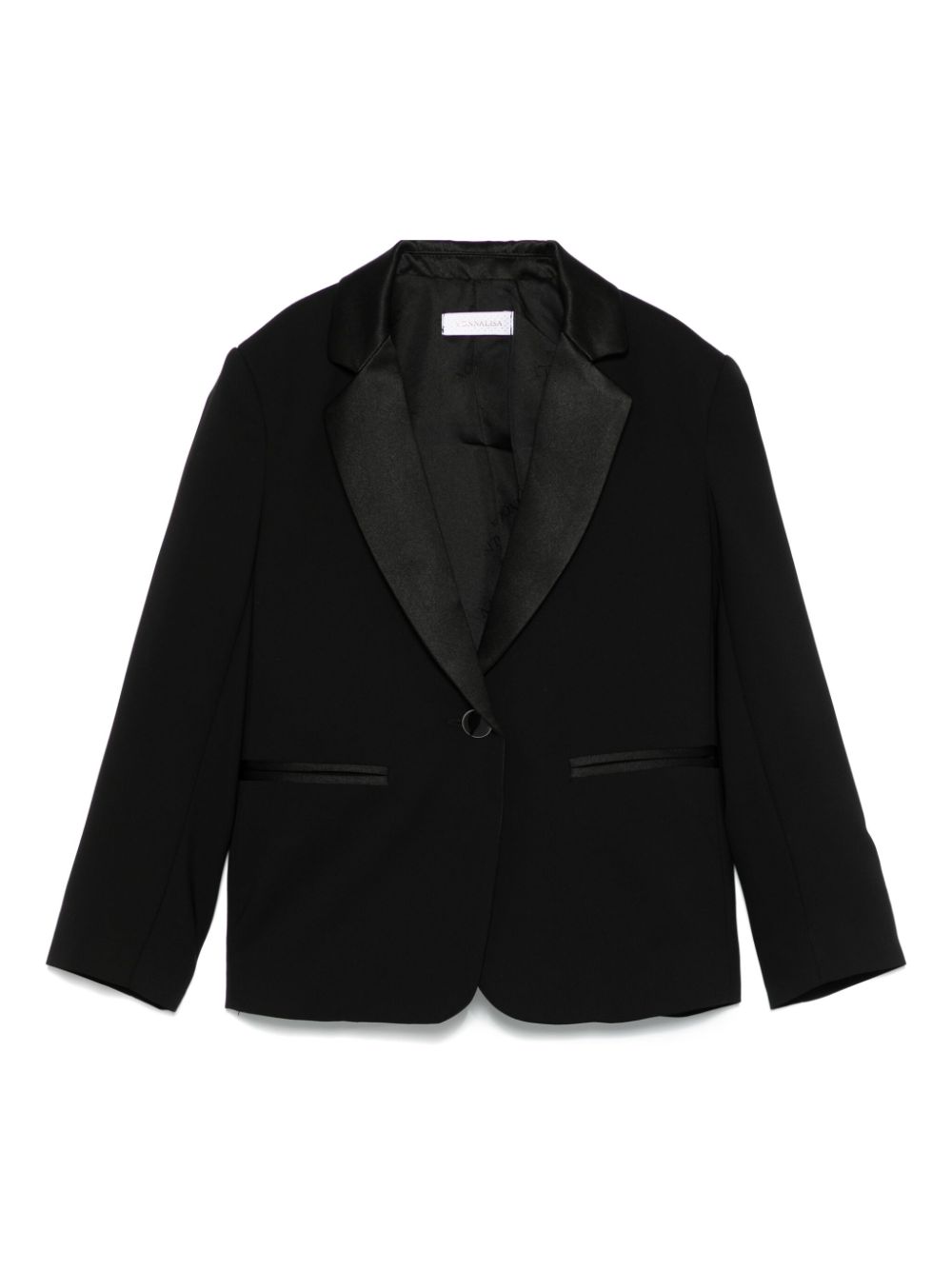 Blazer per bambina Monnalisa nero con revers satinati - Rubino Kids