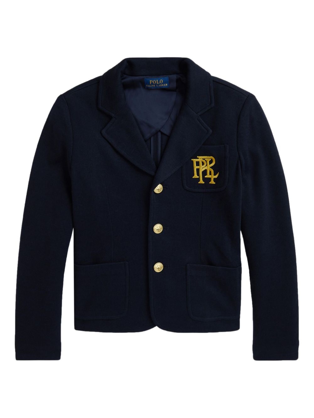 Blazer per bambina Ralph Lauren Kids blu con ricamo e bottoni con logo goffrato - Rubino Kids