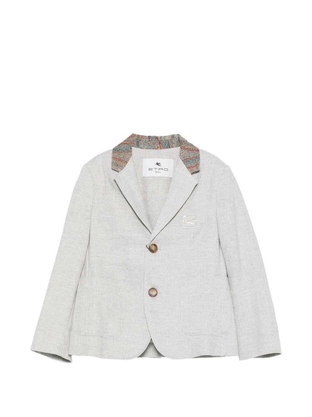 Blazer per bambino Etro Kids grigio con inserti con motivo Paisley - Rubino Kids
