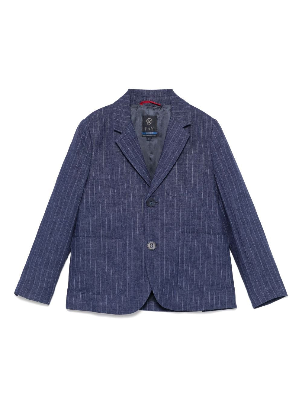 Blazer per bambino Fay Kids blu gessato con due tasche laterali applicate - Rubino Kids