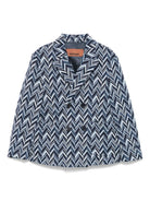 Blazer per bambino Missoni Kids blu con motivo a zigzag - Rubino Kids