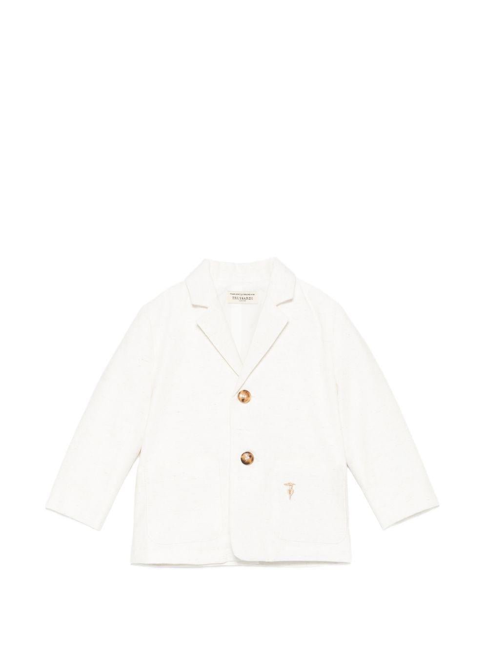 Blazer per neonato Trussardi Junior beige con logo ricamato sul davanti - Rubino Kids