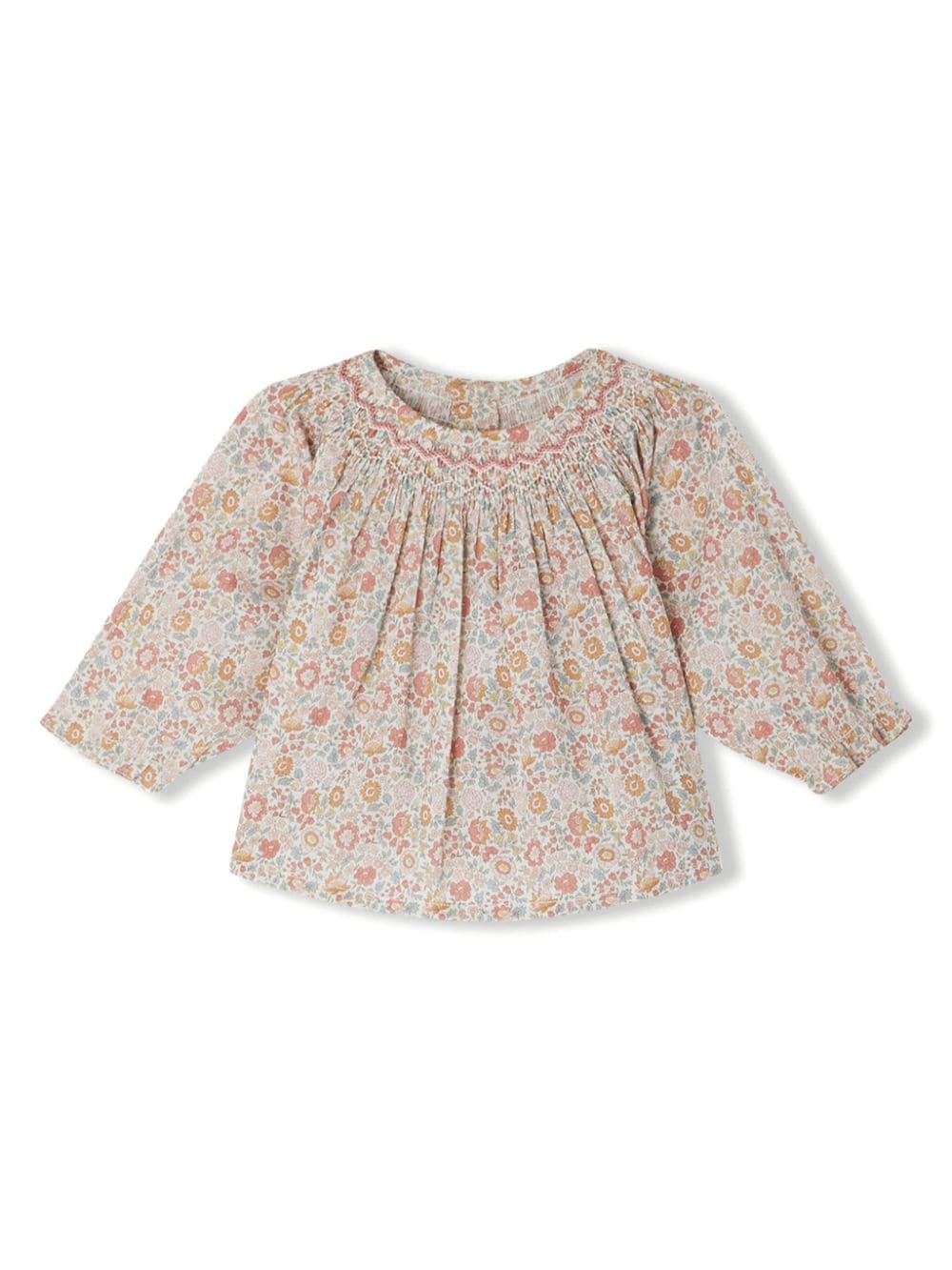 Blusa a fiori per neonata Bonpoint rosa con scollo rotondo - Rubino Kids