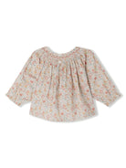 Blusa a fiori per neonata Bonpoint rosa con scollo rotondo - Rubino Kids