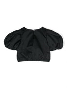 Blusa con maniche a palloncino per bambina Monnalisa nera con ciondolo con logo - Rubino Kids